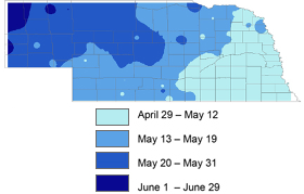 10% chance for a spring freeze after these dates